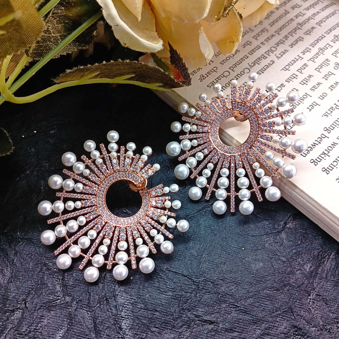 Pari American Diamond Rose Plated Pearl Tops