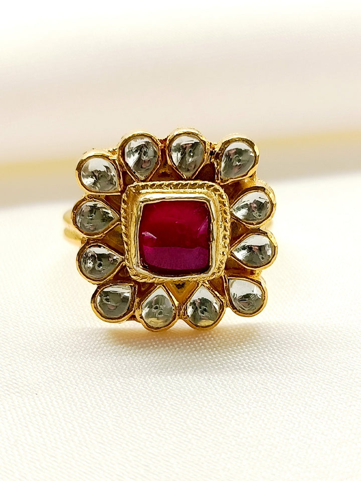 Samiya Majenta Kundan Finger Ring