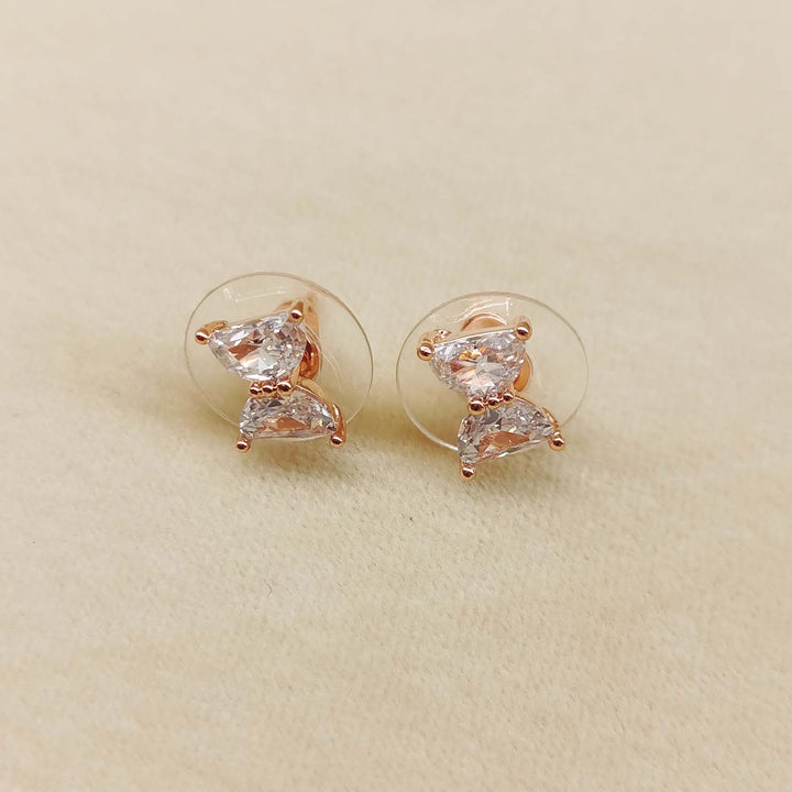 Ravee American Diamond Rose Plated Beautiful Stud