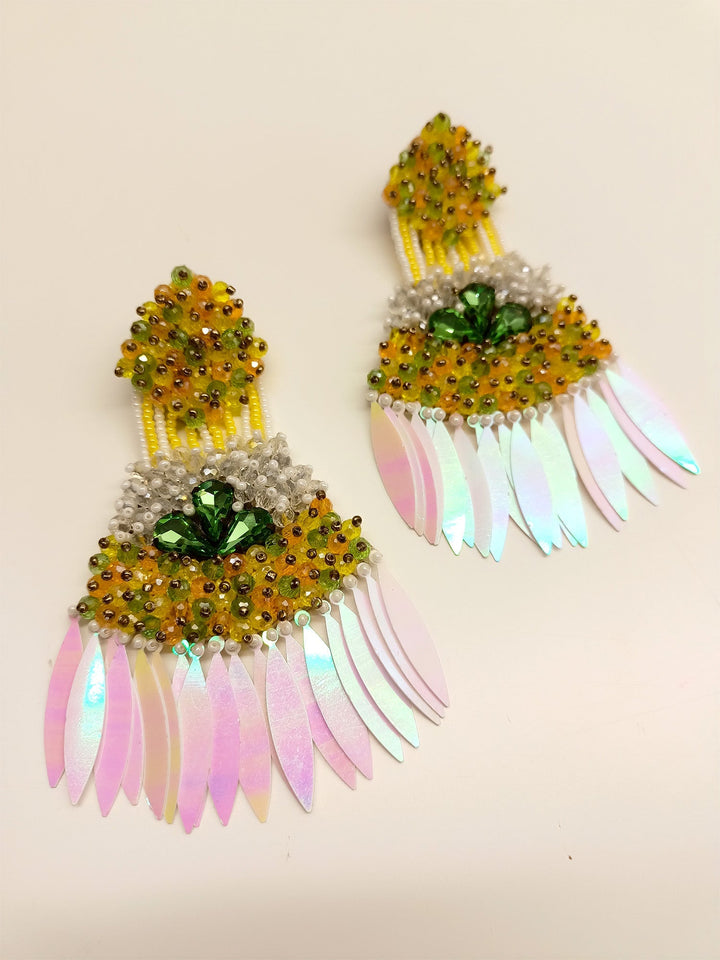 Bibhuti Yellow Handmade Earrings