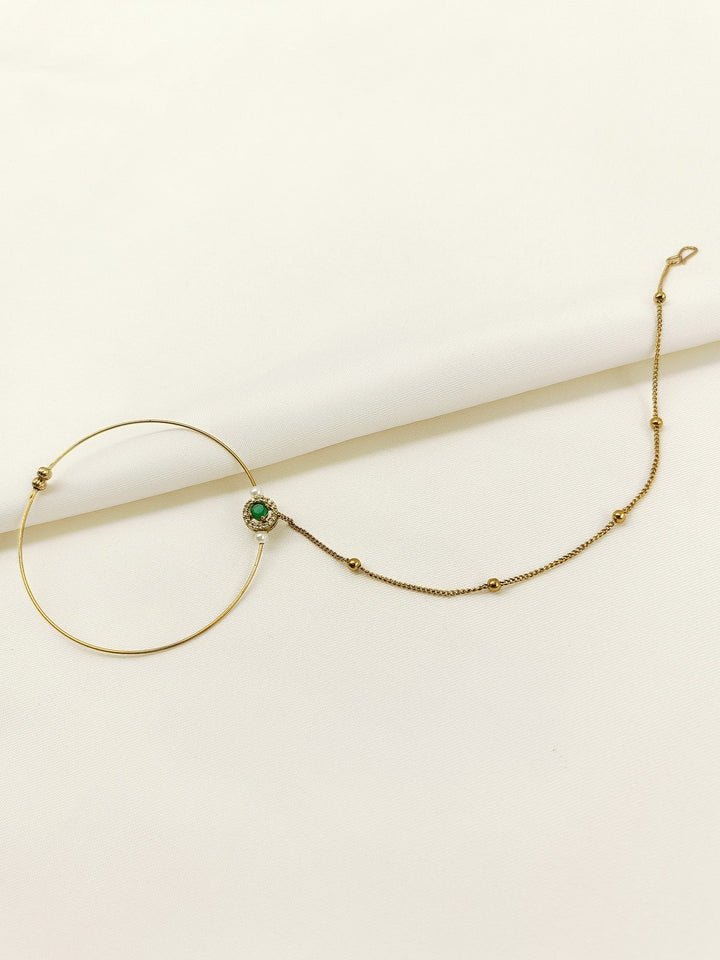 Sajani Green Antique Nath with Chain