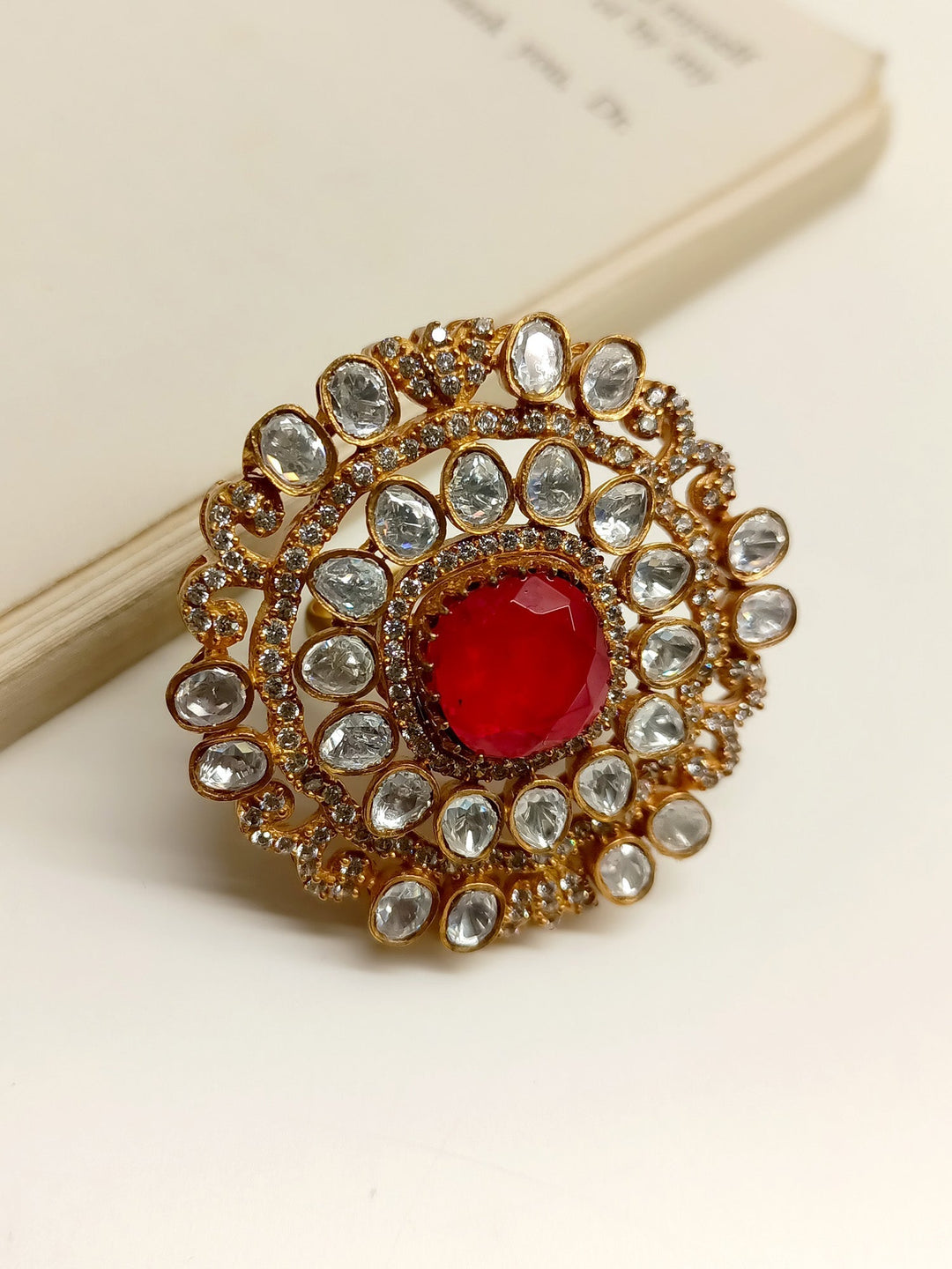 Vanshika Red Victorian Finger Ring