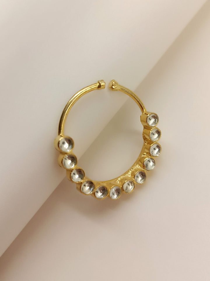 Qayanat White Kundan Nose Ring