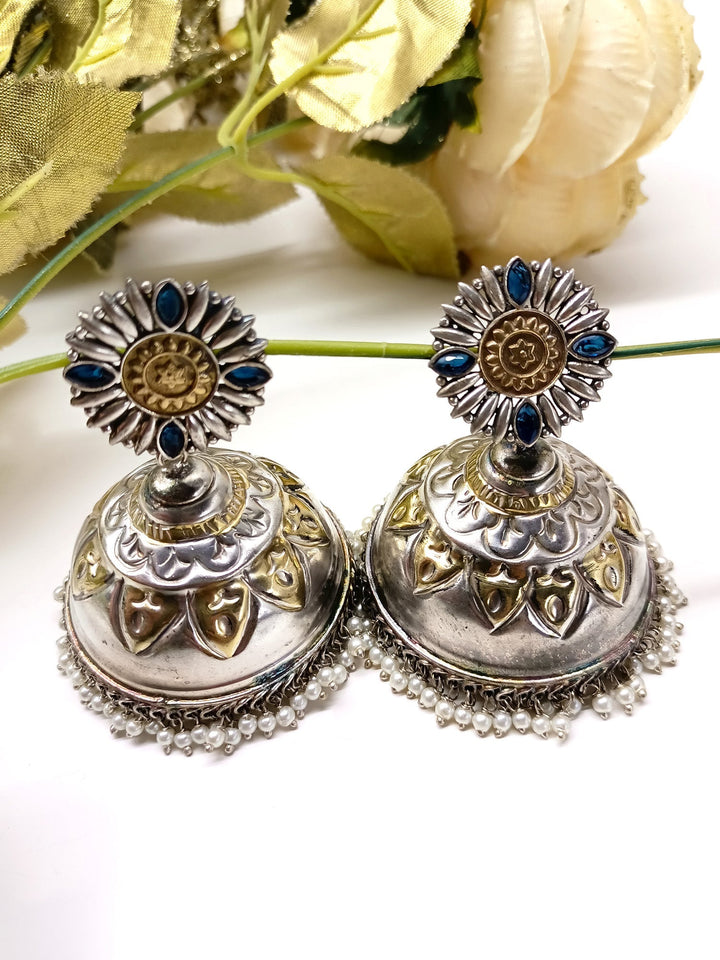 Maria Navy Blue Oxidized Jhumki