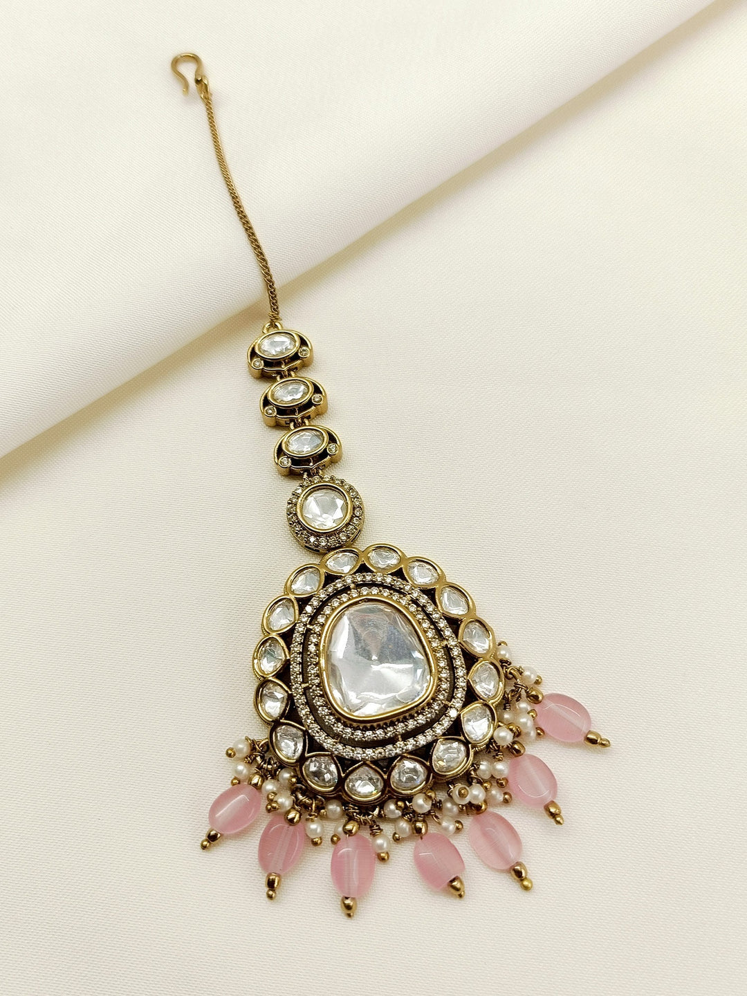 Shubhasini Baby Pink Victorian Teeka