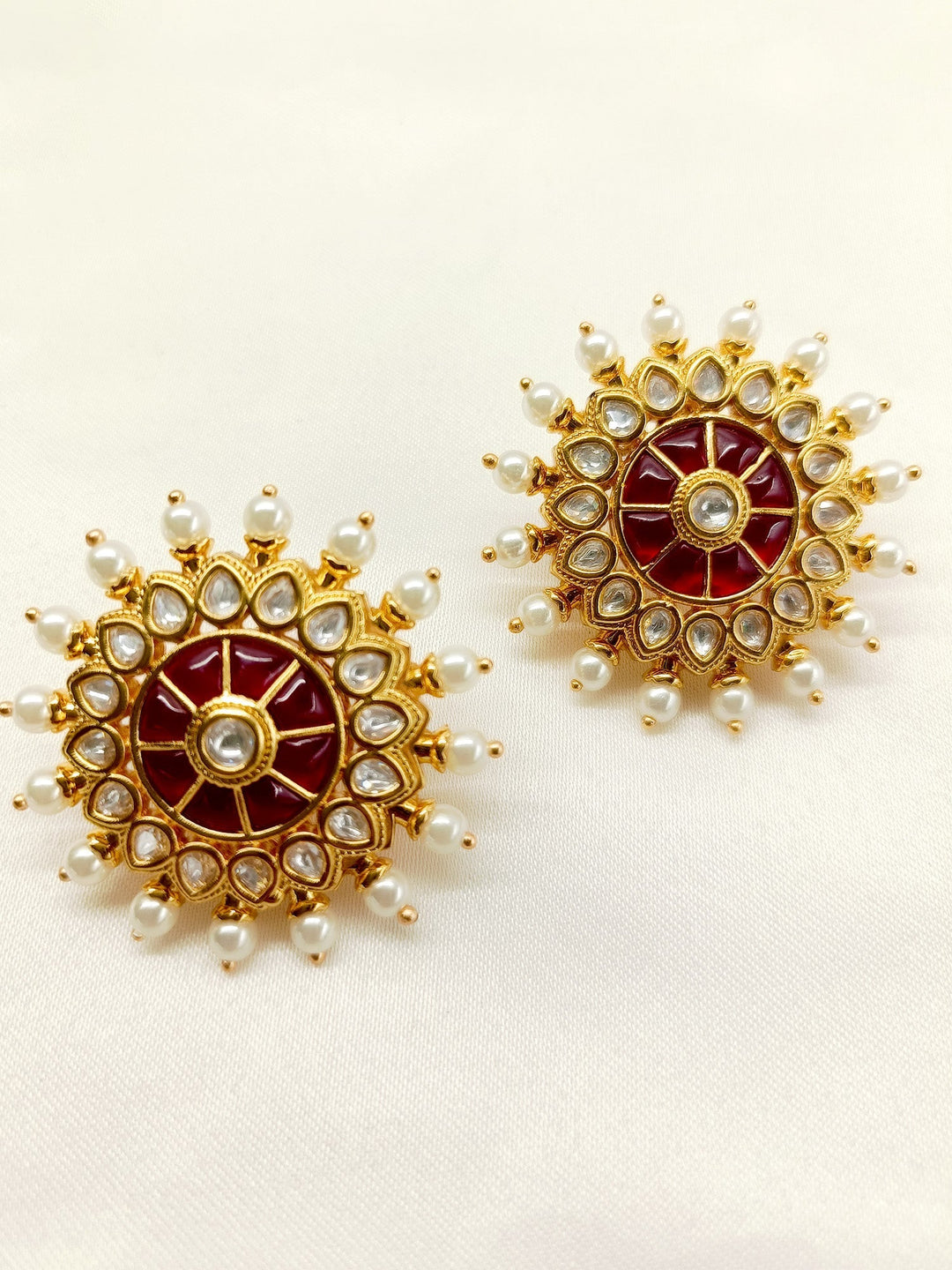 Kavita Maroon Gold Plated Kundan Tops