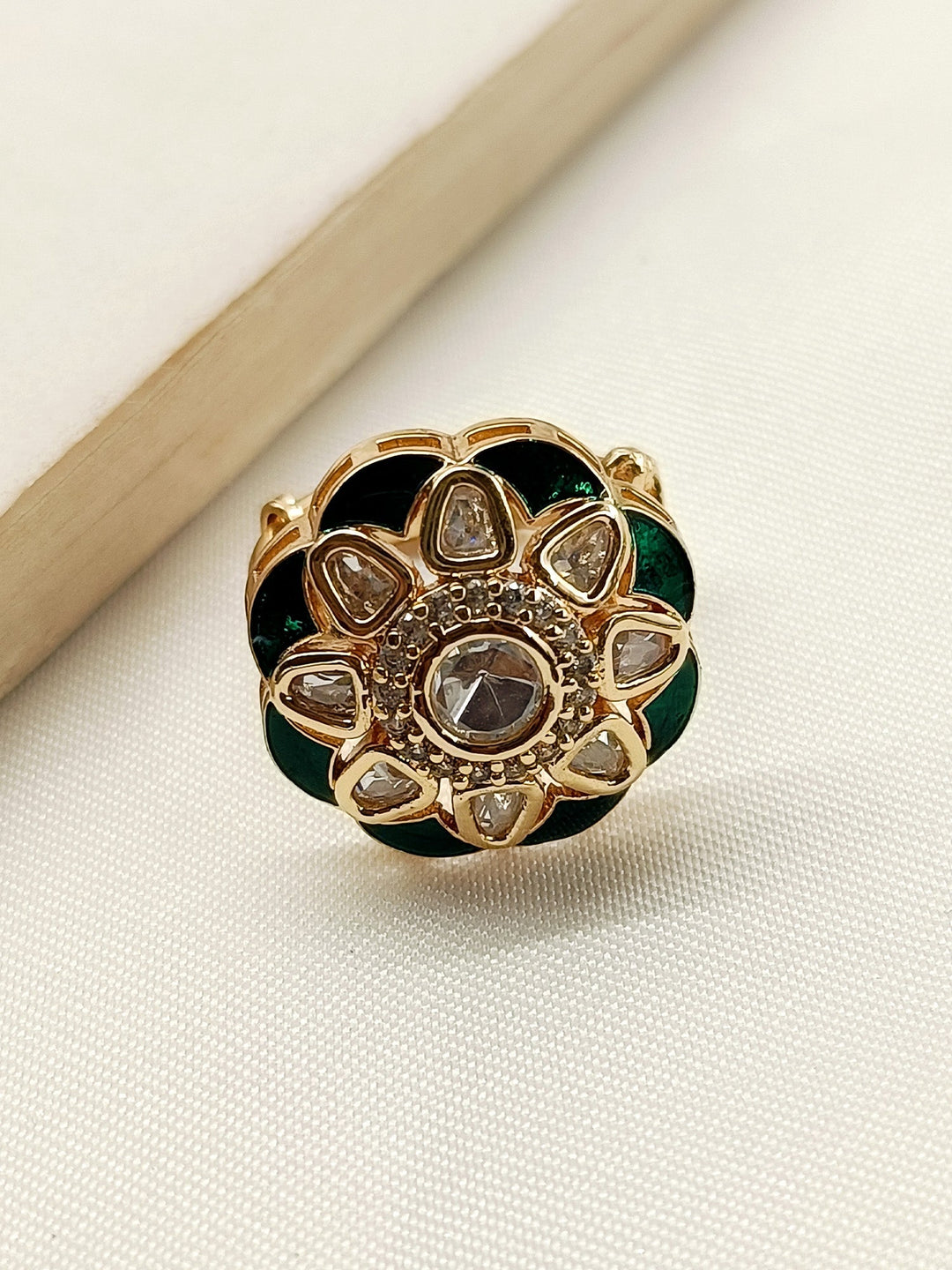 Alanna Green Kundan Finger Ring