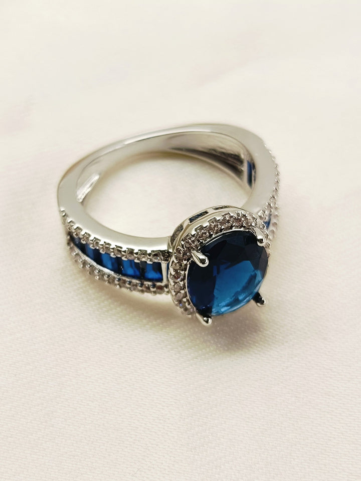 Taysha Navy Blue American Diamond Finger Ring