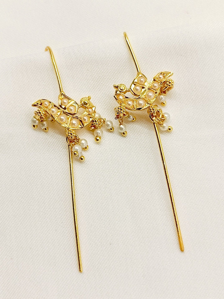 Shazahn White Gold Plated Kundan Ear Cuff [ Price is for Pair ]