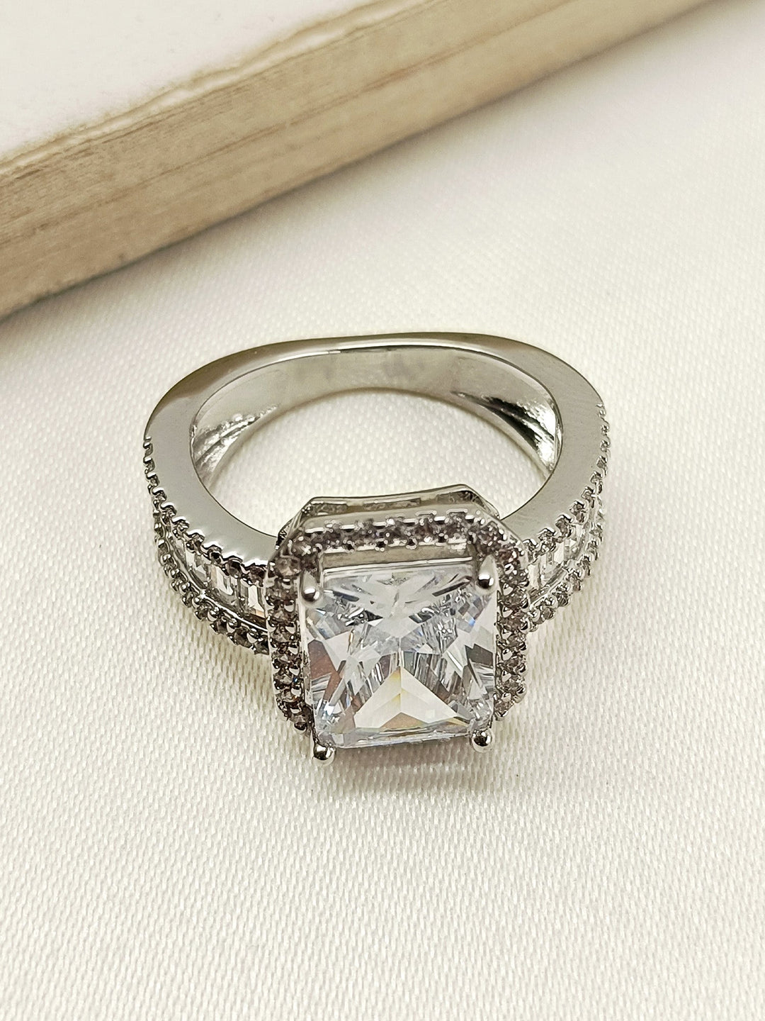 Chavi White American Diamond Finger Ring