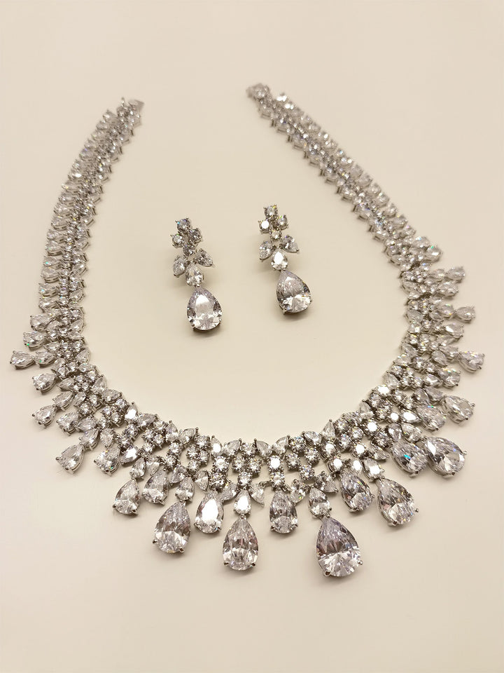 Firaki White American Diamond Necklace Set