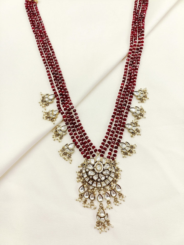 Sourya Maroon Groom Beads Neckpiece
