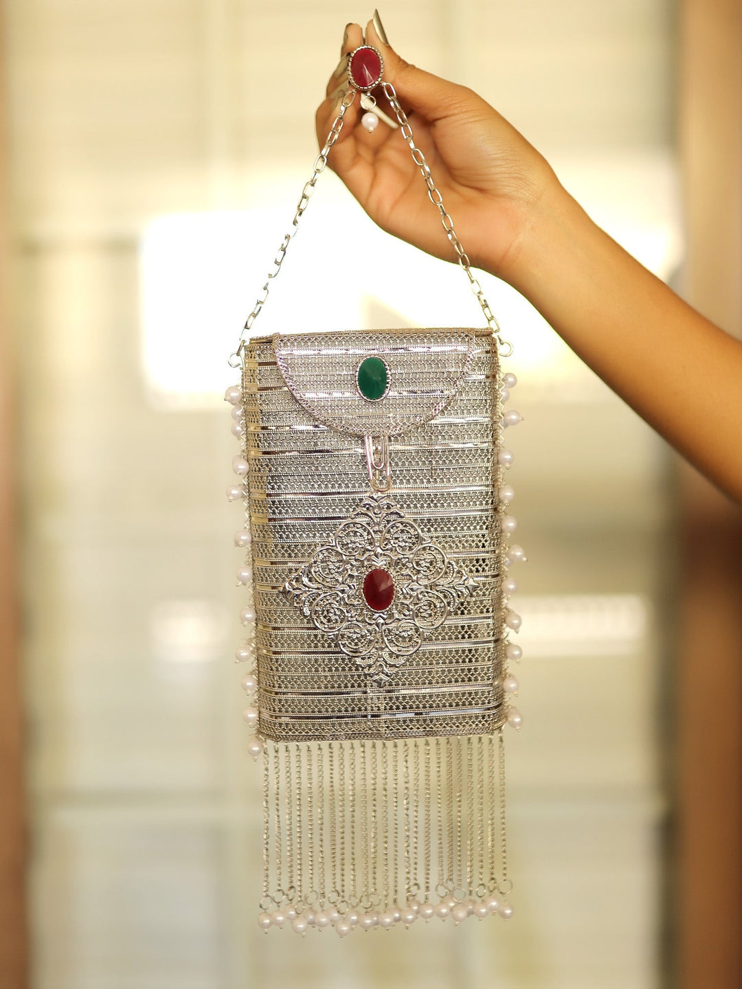 Shabana Silver Mobile Pouch - Plated Brass Phone