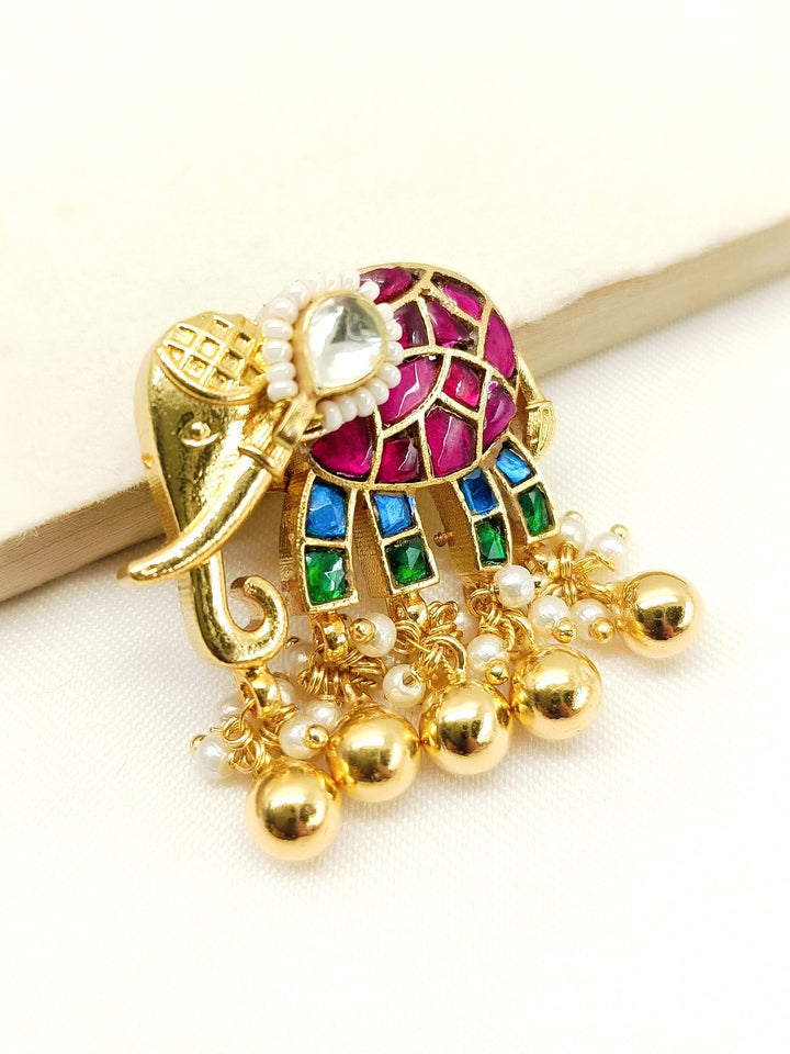 Hashika Multi Colour Elephant Brooche