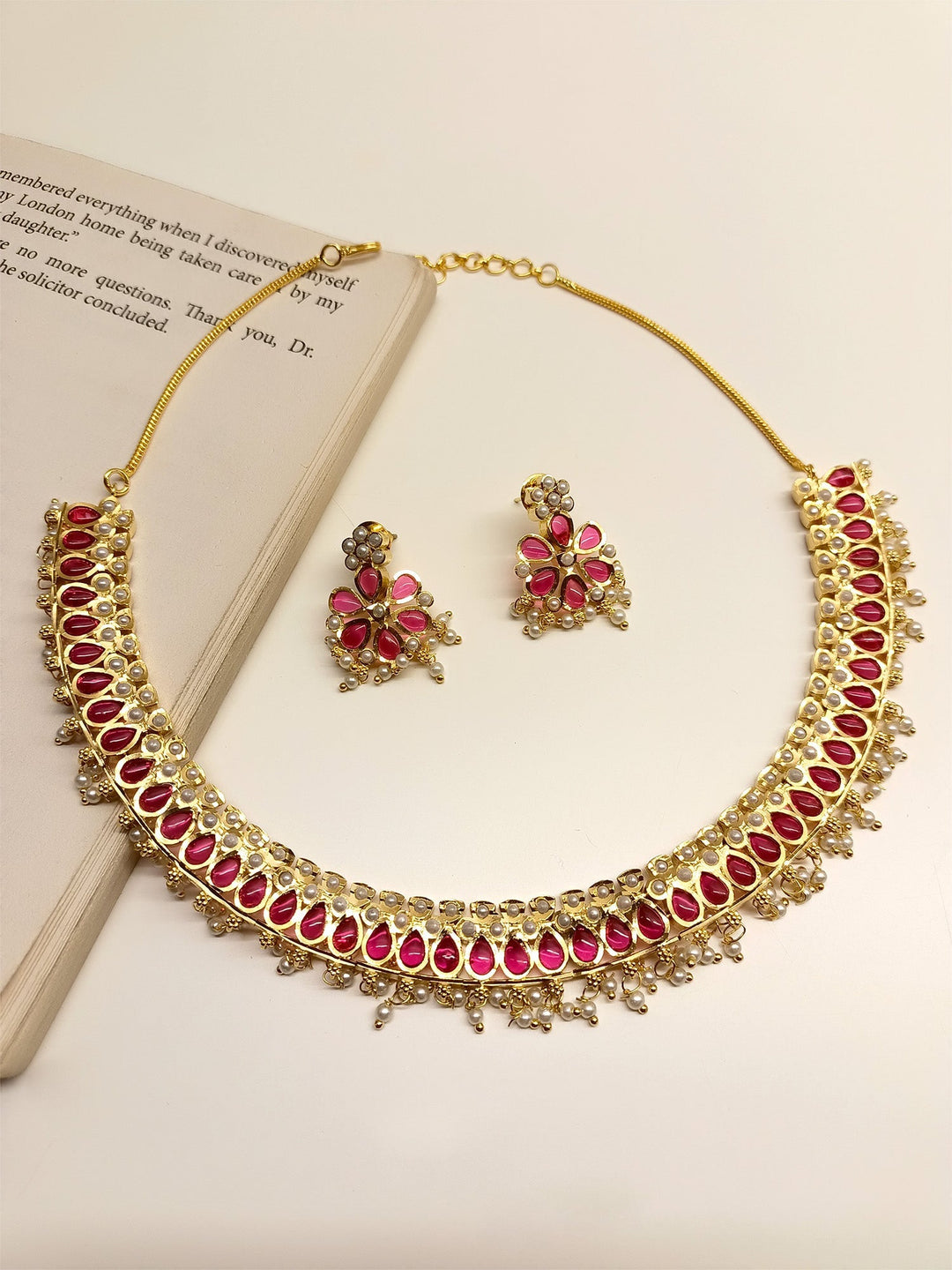 Adira Ruby Jadau Necklace Set