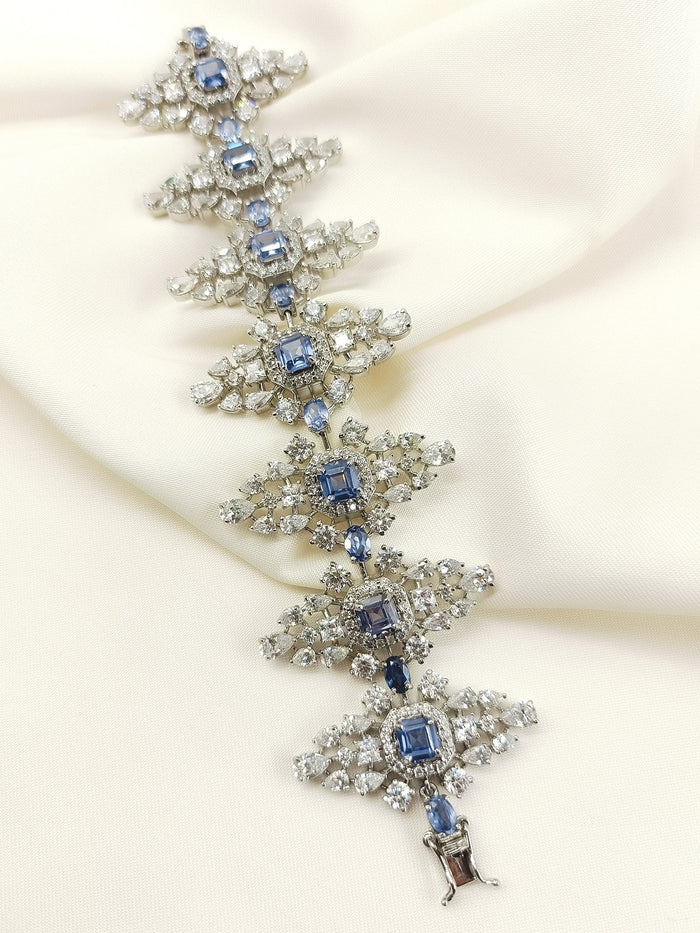 Deborah Lavender 92.5 Silver American Diamond Two In One Bracelet
