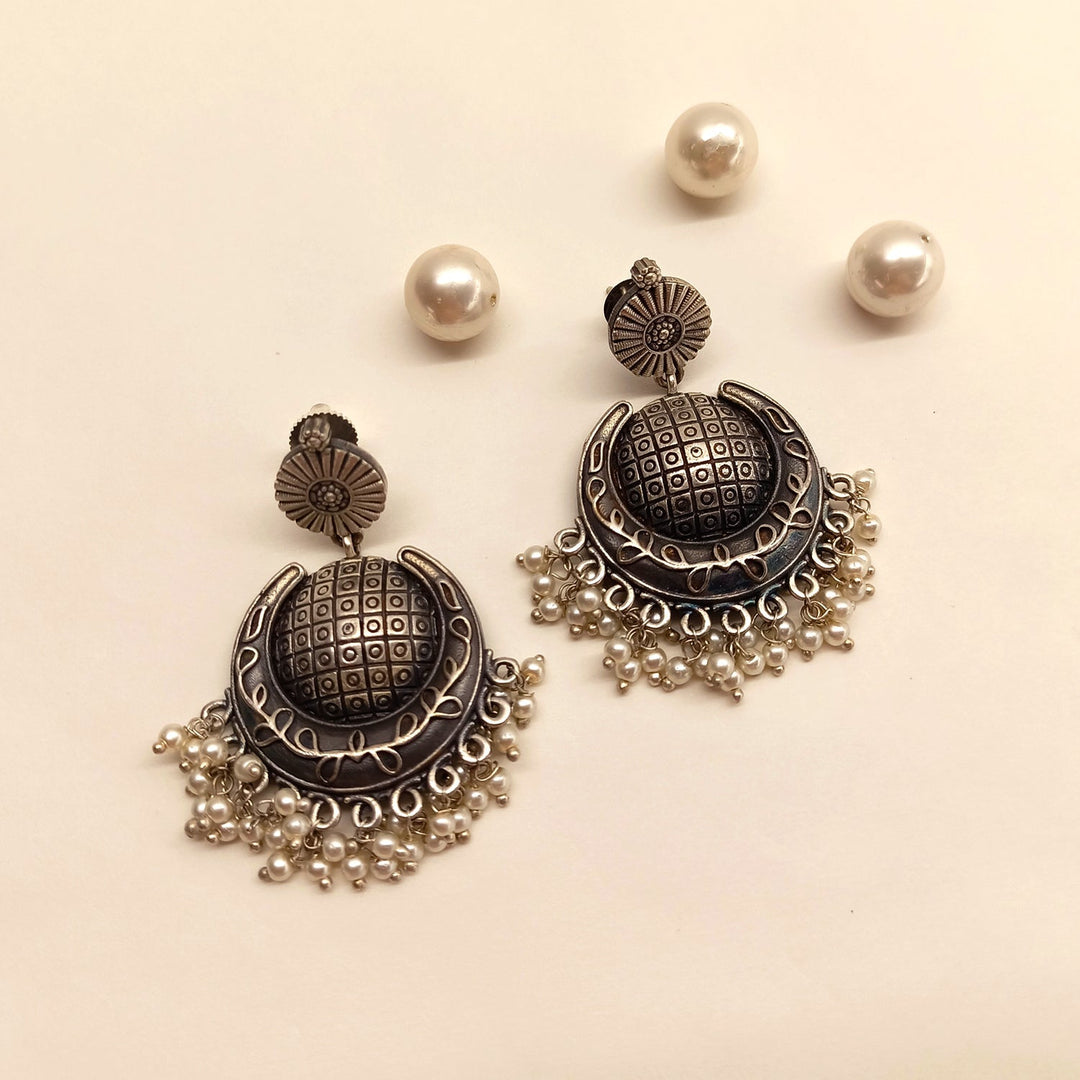 Subhadra Oxidised Earrings Chandbali Style