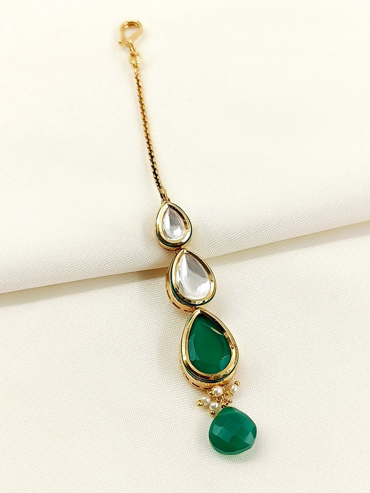 Sophia Green Kundan Teeka - Gold-Plated Maang Tikka