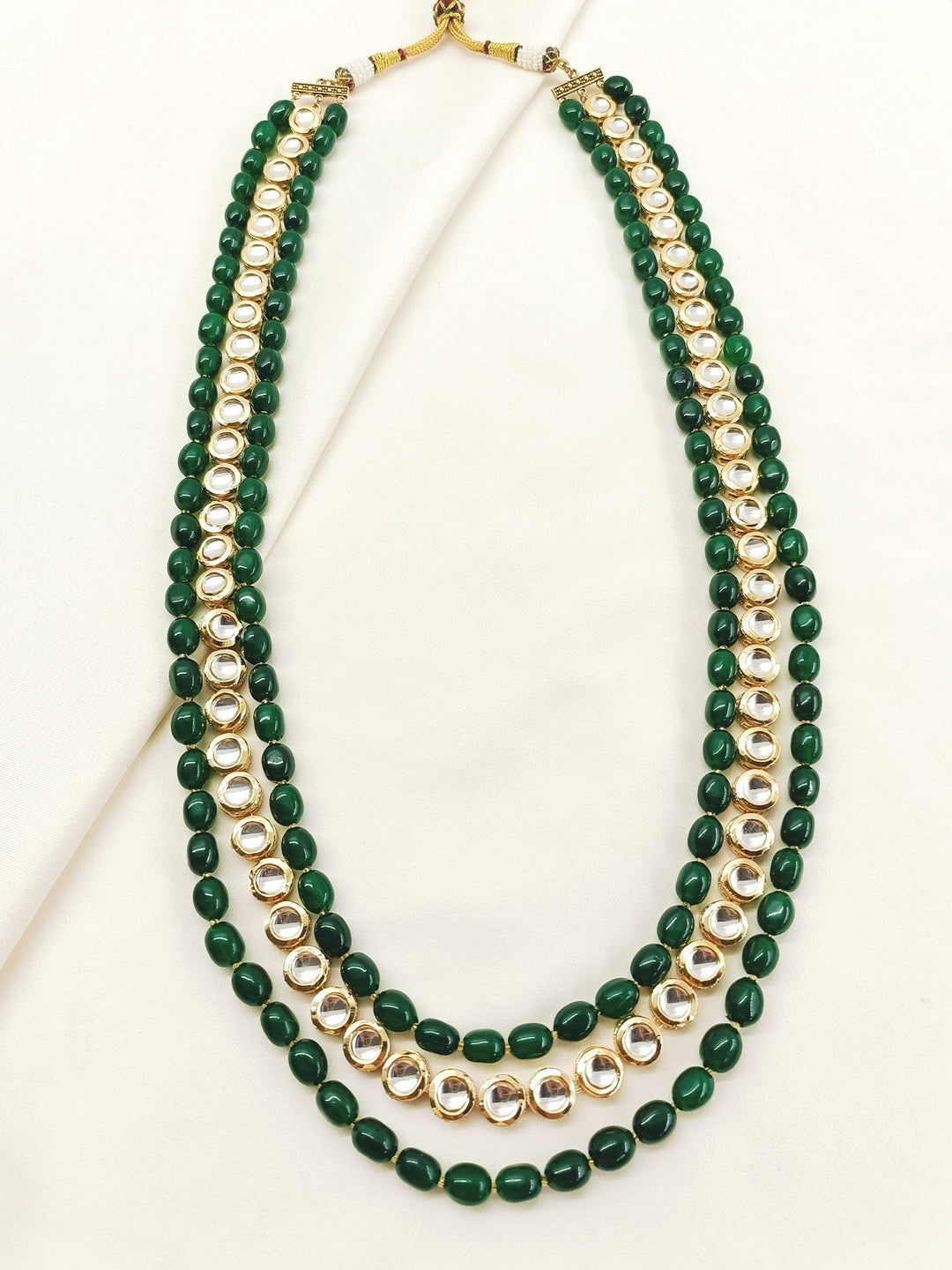 Prakash Green Groom Beads Neckpiece - Gold Plating Mala