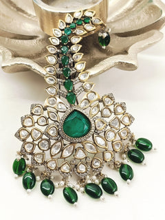 Karan Green Dulha Kalgi - Antique Gold Plating Groom