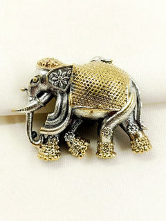 Jivansh Two Tone Elephant Men's Brooch - Oxidized