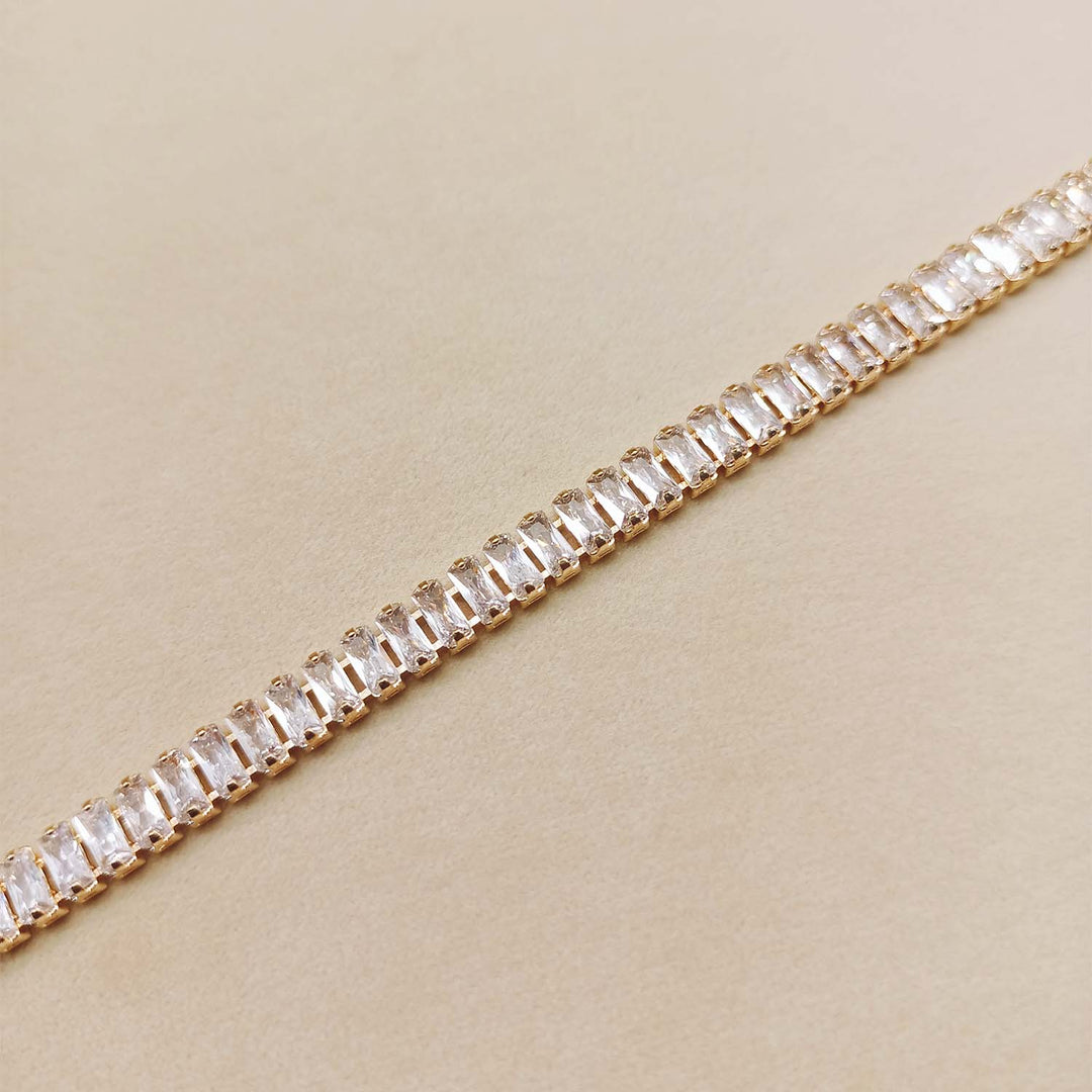 Tarannum American Diamonds Gold Plated Flexible Bracelet