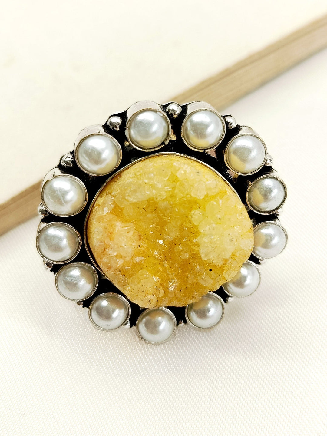 Koyel Yellow Oxidized Finger Ring