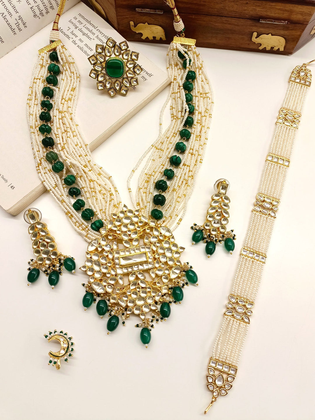 Paraman Semi Bridal Set In Kundan