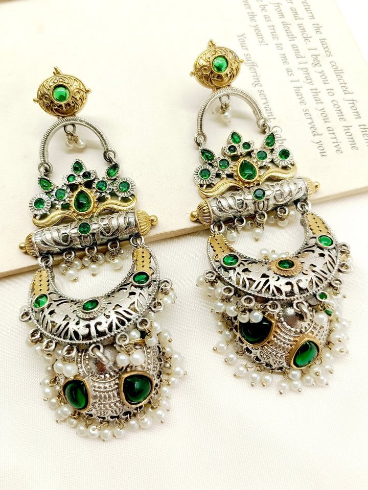 Kautirya Green Oxidized Jhumki