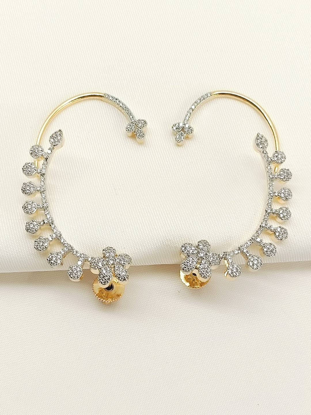Payal White American Diamond Earrings - Gold-Plated 5.5 cm