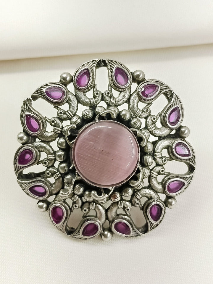 Xara Baby Pink Oxidized Finger Ring