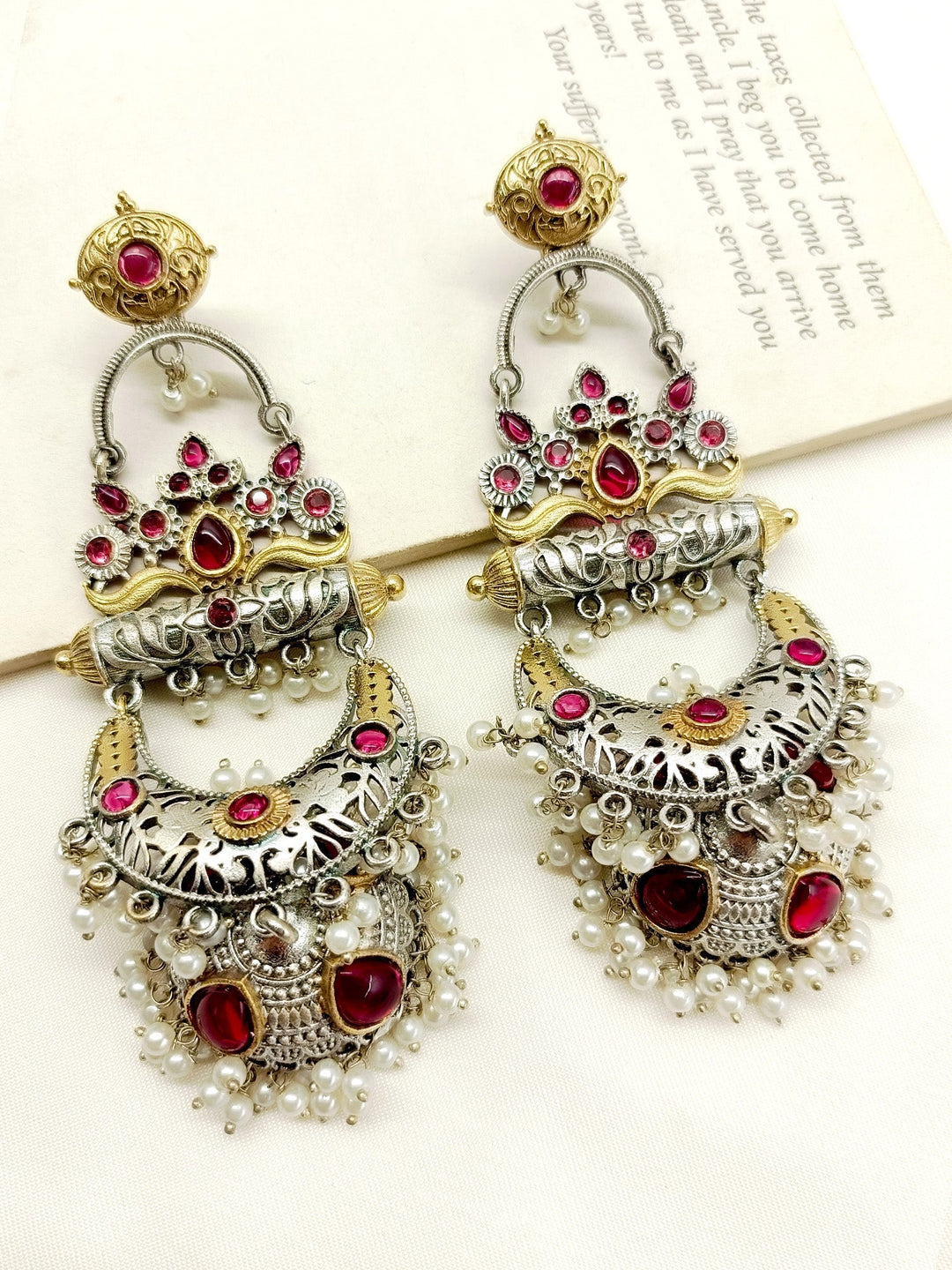 Sudiksha Maroon Oxidized Jhumki