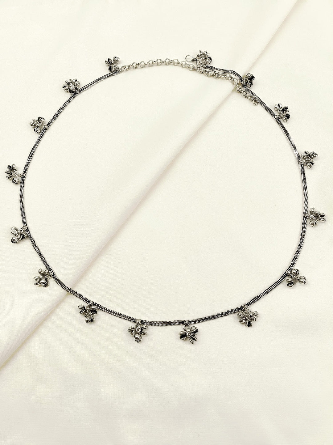 Kathyayani Plain Oxidized Floral Ghungroo Waist Belt