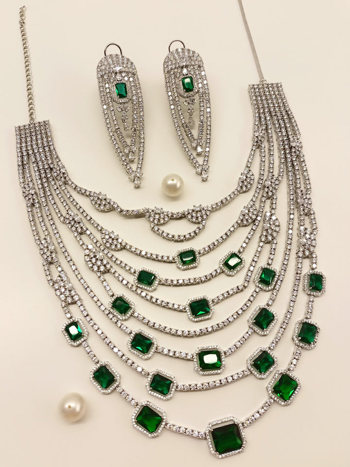 Bailey Green American Diamond Necklace Set