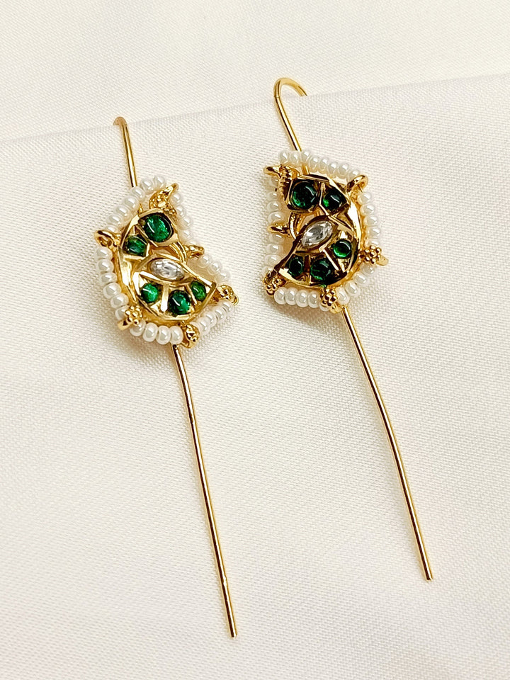 Taaz Green Gold Plated Kundan Ear Cuff [ Price is for Pair ]