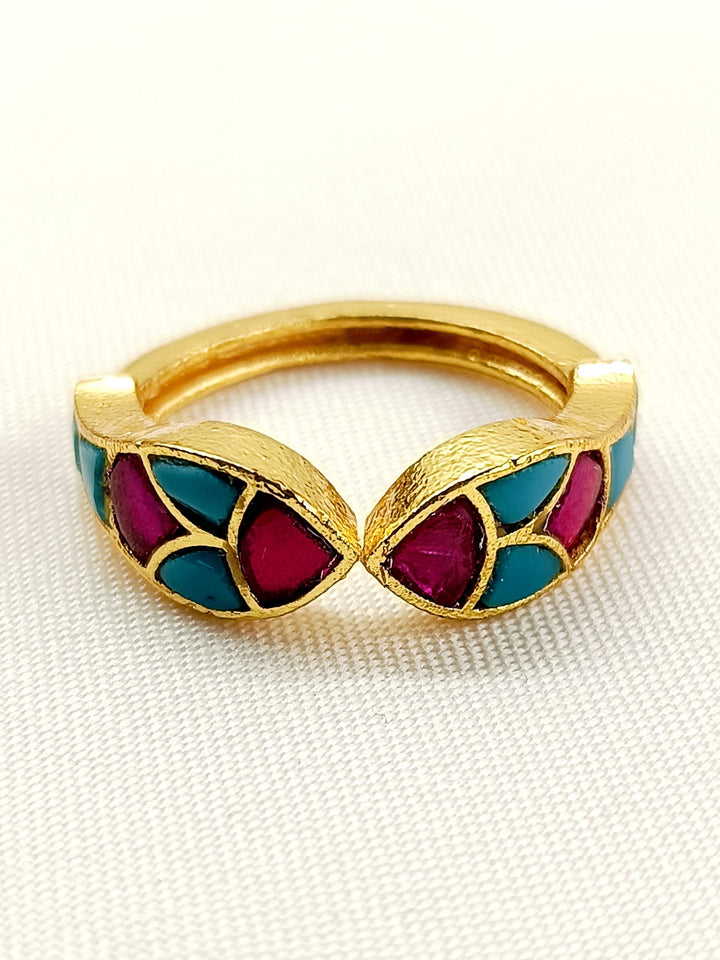 Emad Multi Colour Kundan Finger Ring