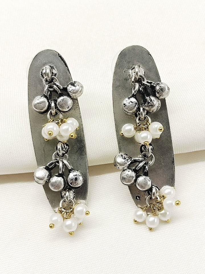 Hayat White Pearl Oxidized Tops