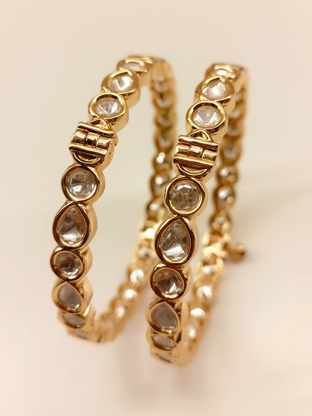 Ubika White Kundan Bangle Pair