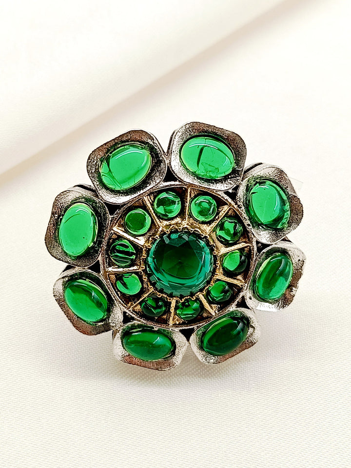 Gahna Green Oxidized Finger Ring