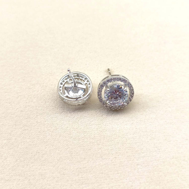 Kaumolika White American Diamond Silver Plated Stud