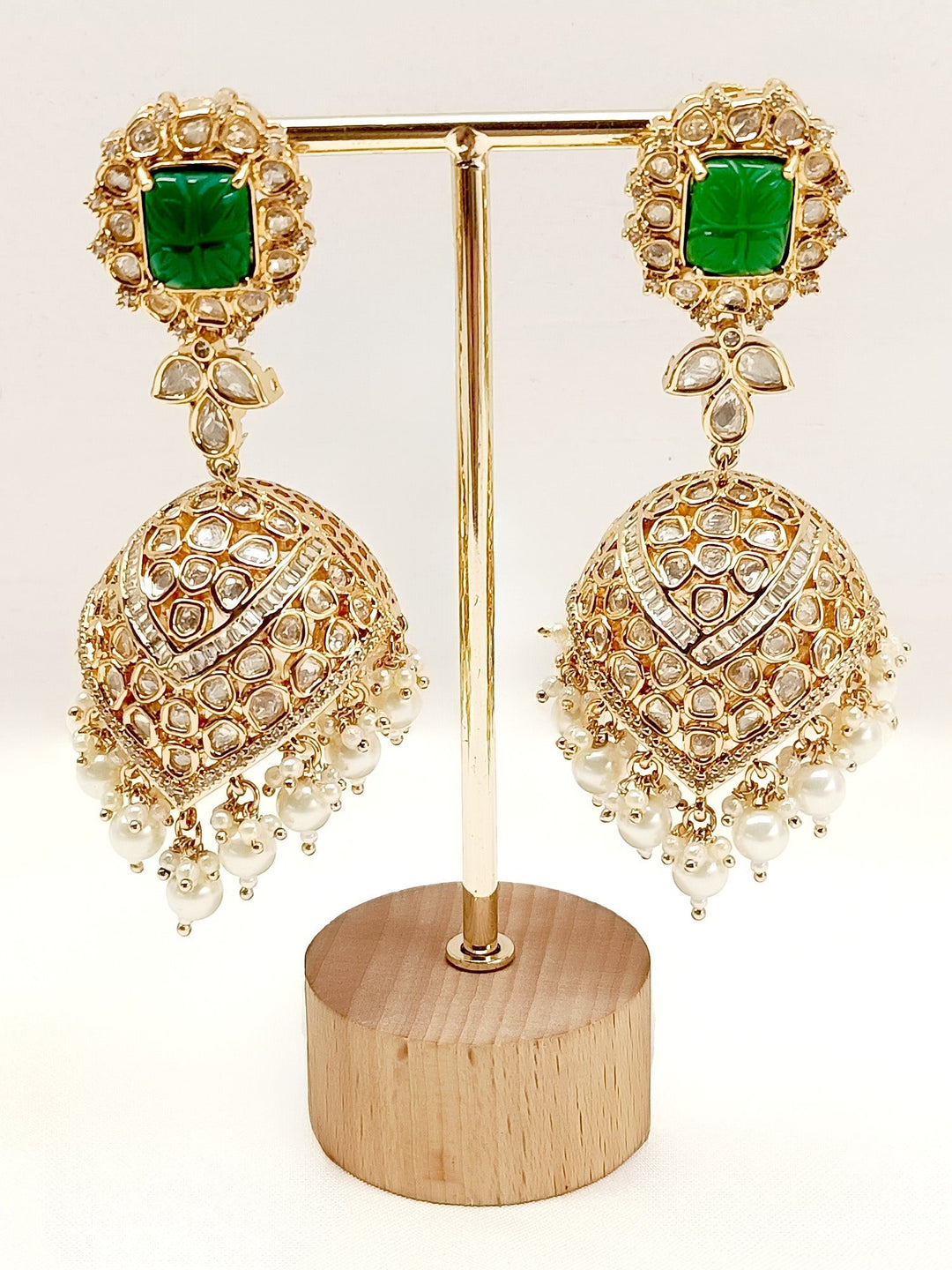 Kasni Green Kundan Jhumki