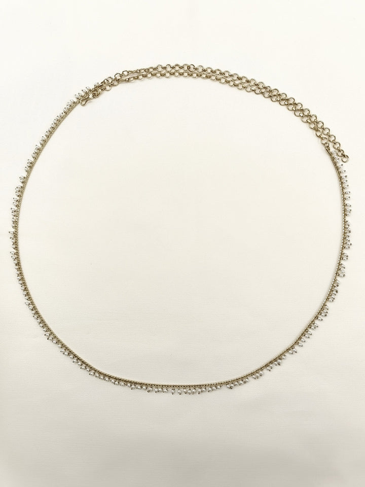 Shazia White Pearl Antique Waist Belt/kamar Bandh