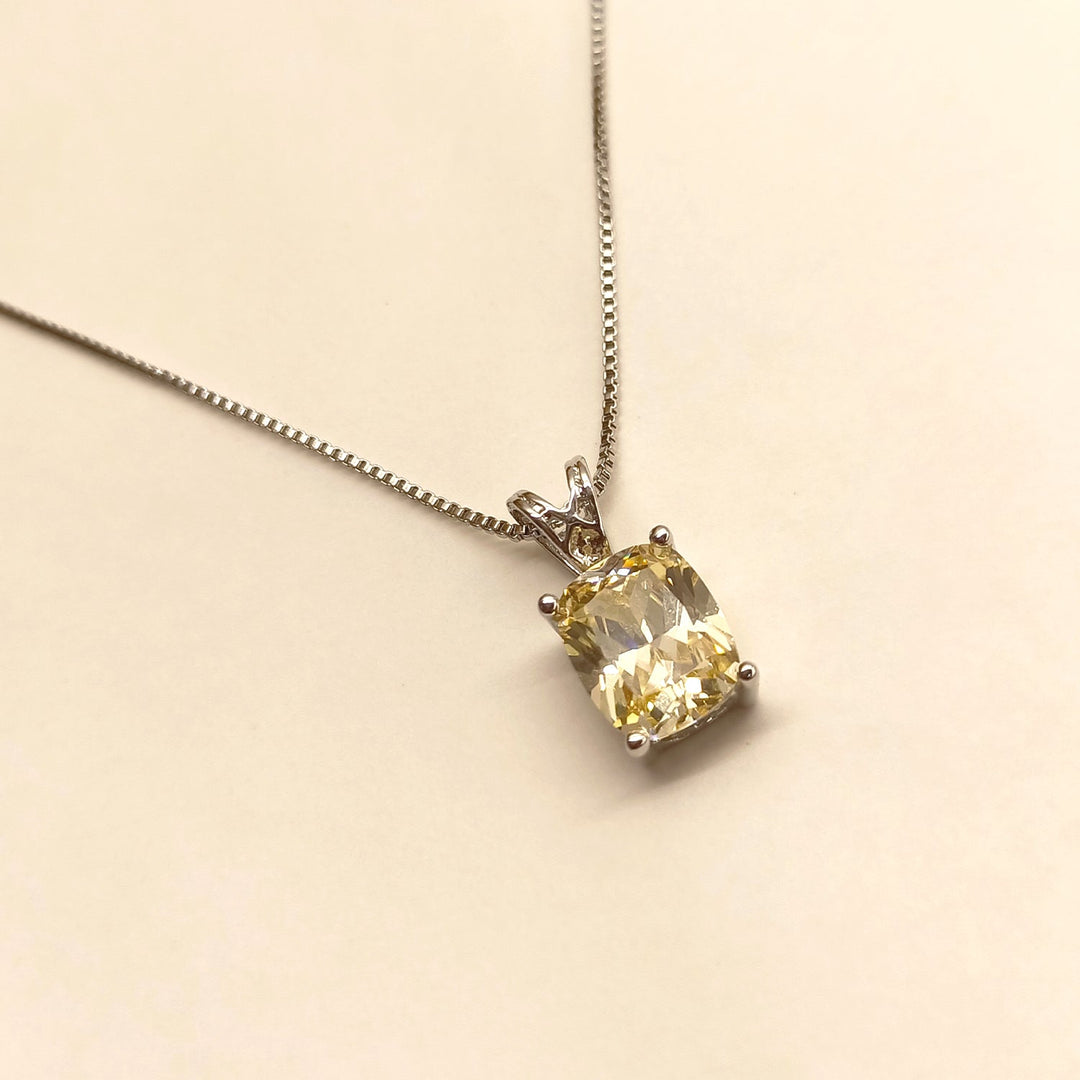 Margo Citrine Semiprecious Pendant With Silver Chain