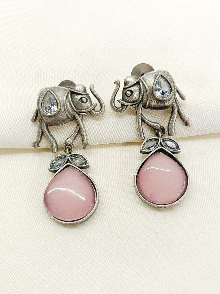 Shawetha Baby Pink Oxidized Earring