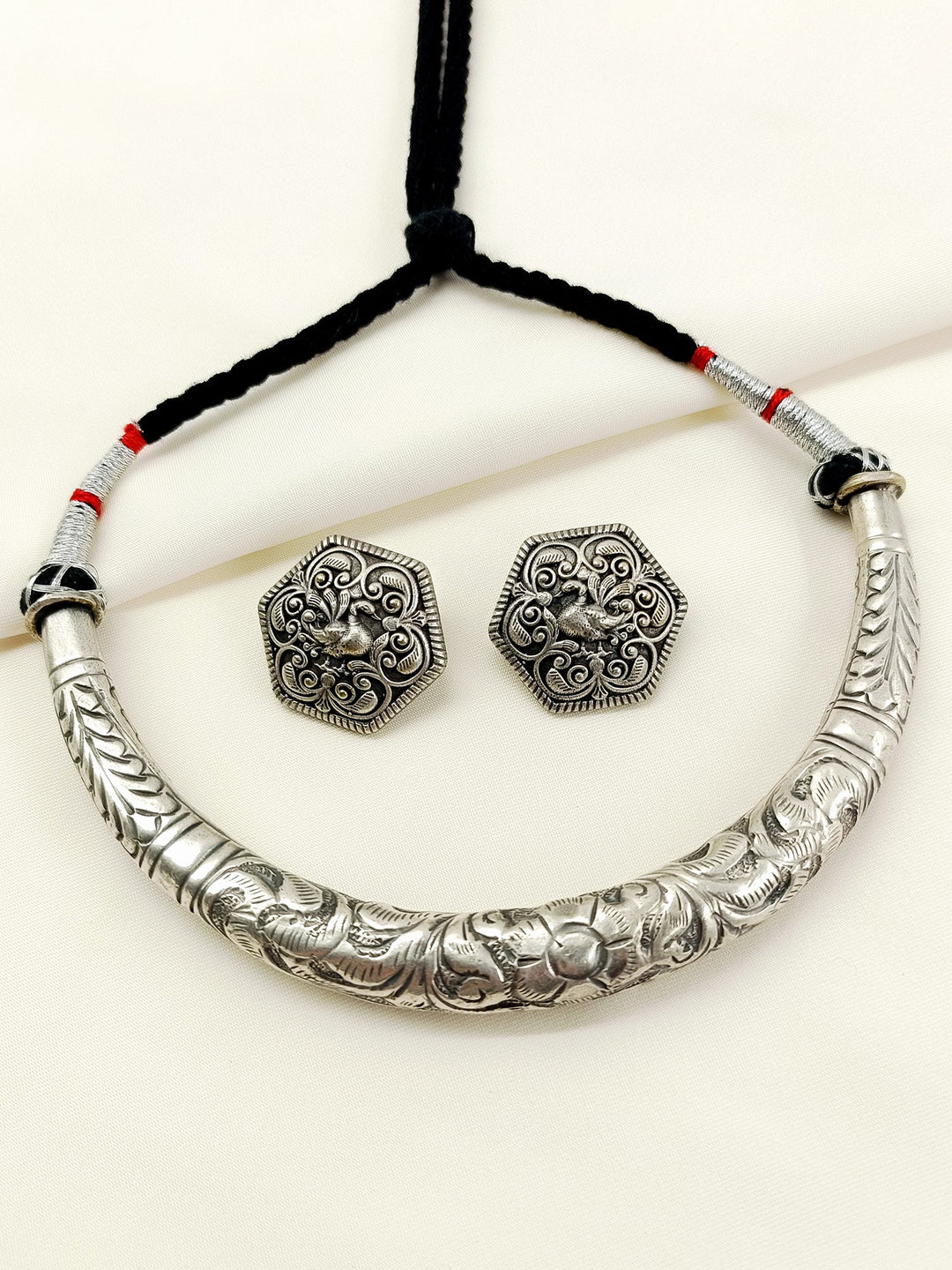 Irie Black Tribal Oxidized Hasli Choker Set