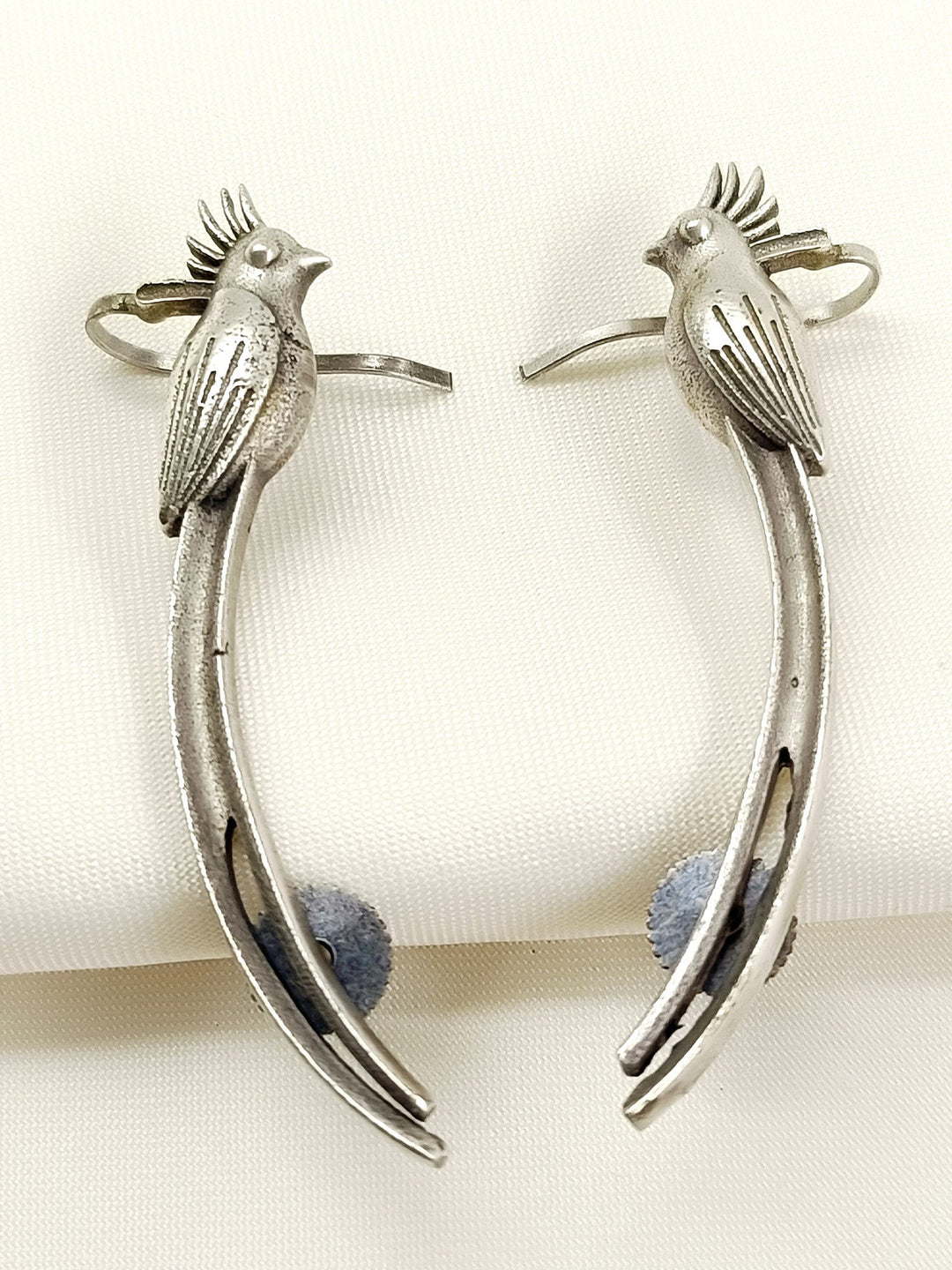 Radhika Plain Oxidized Bird Earcuffs - 6 cm Silver