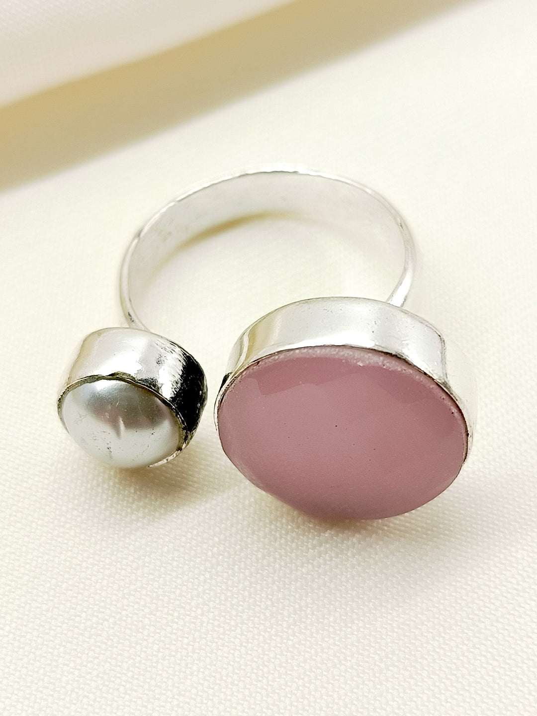 Farhina Pink Oxidized Finger Ring