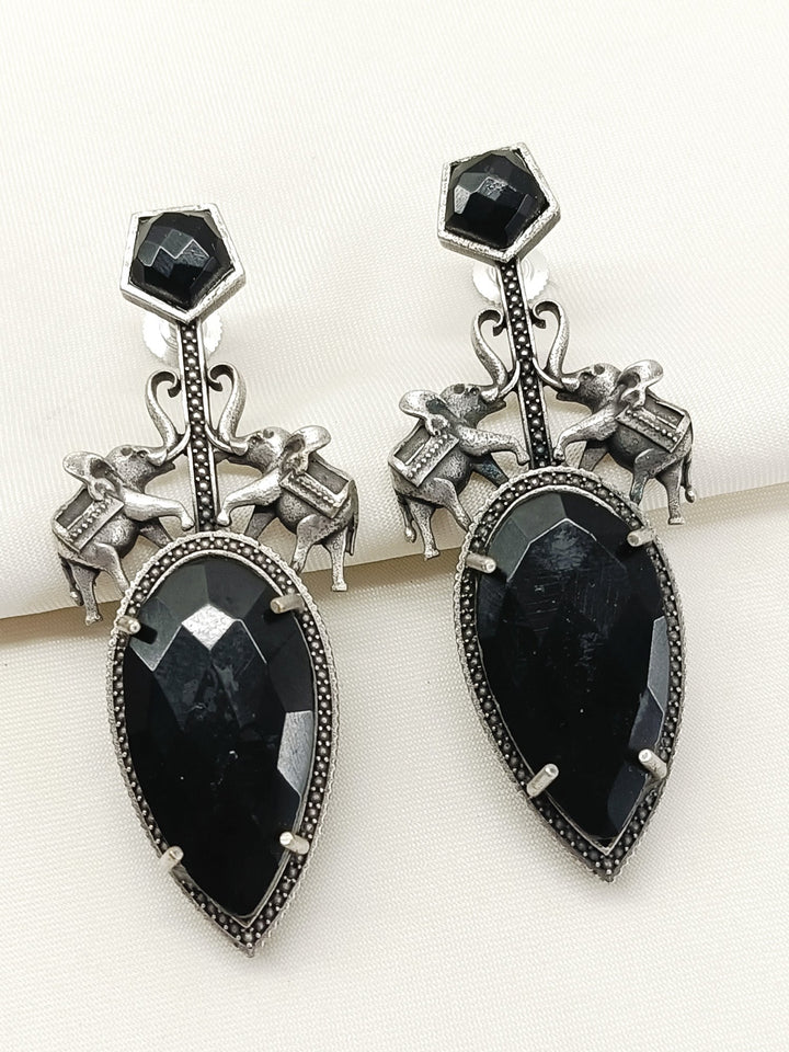 Wamil Black Oxidized Earring