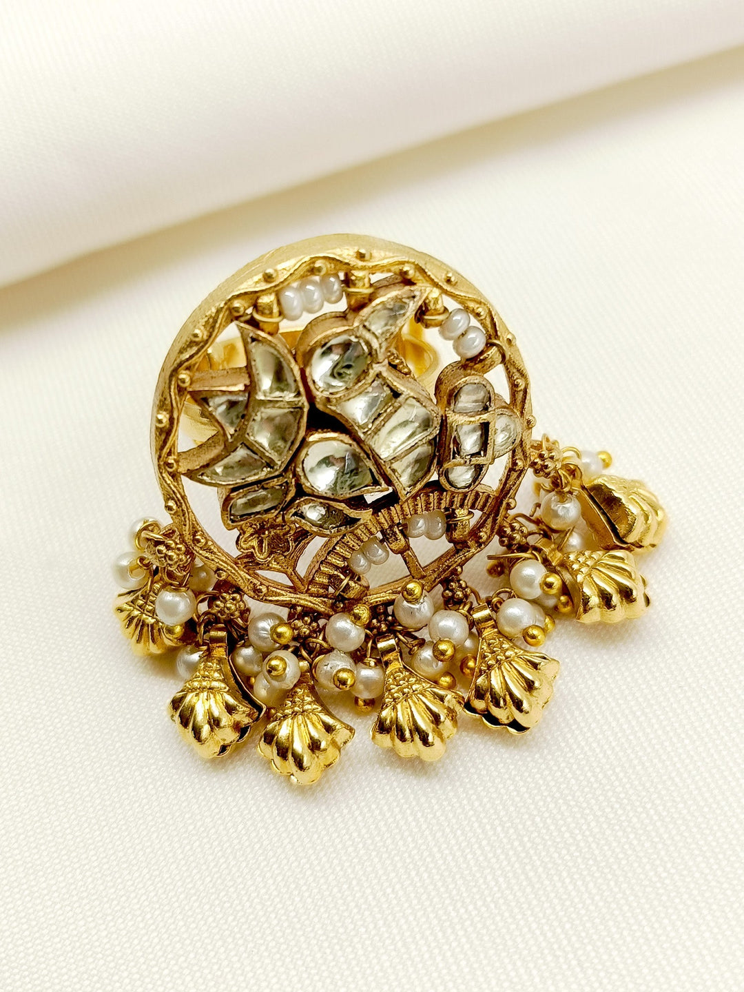 Snehita White Kundan Finger Ring