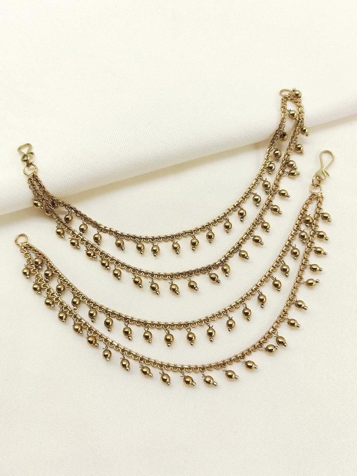 Shumaita Golden Traditional Ear Chain - Antique Gold Plated